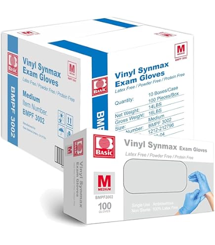 Amazon.com: Basic Medical Synmax Vinyl Exam Gloves - Latex-Free